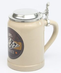 Vintage Bierkrug "Best Choice" mit Flachzinndeckel