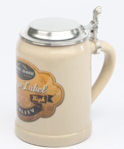 Vintage Bierkrug "High Quality" mit Flachzinndeckel