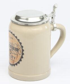Vintage Bierkrug "Premium Crown" mit Flachzinndeckel