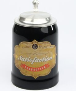 Alternative view of Vintage Bierkrug "Satisfaction Guaranteed" black edition mit Flachzinndeckel