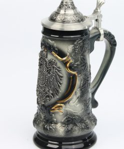 Hopfenschild schwarz 0,25l, Zinnrelief Germany Adler