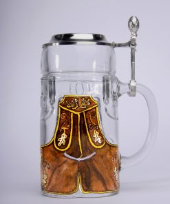 Lederhosen Glas Zinndeckel