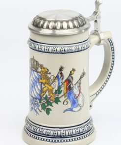 Euler grau 0,5l, Löwen mit Fahnen