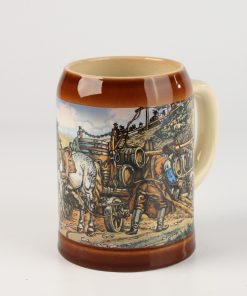 Kannenbäcker 0,5l braun gesprüht, Bierzug mit Fässern