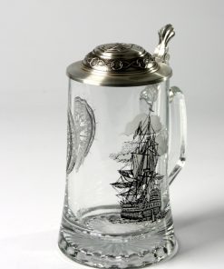 Stern 0,5l, Windrose/Segelschiff 3-farbig ätzweiß